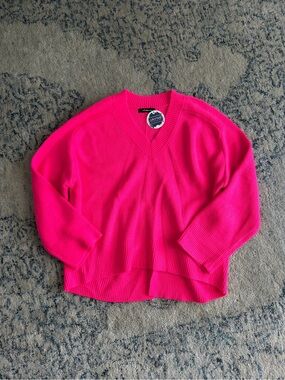 Olivaceous Hot Pink V-Neck Sweater